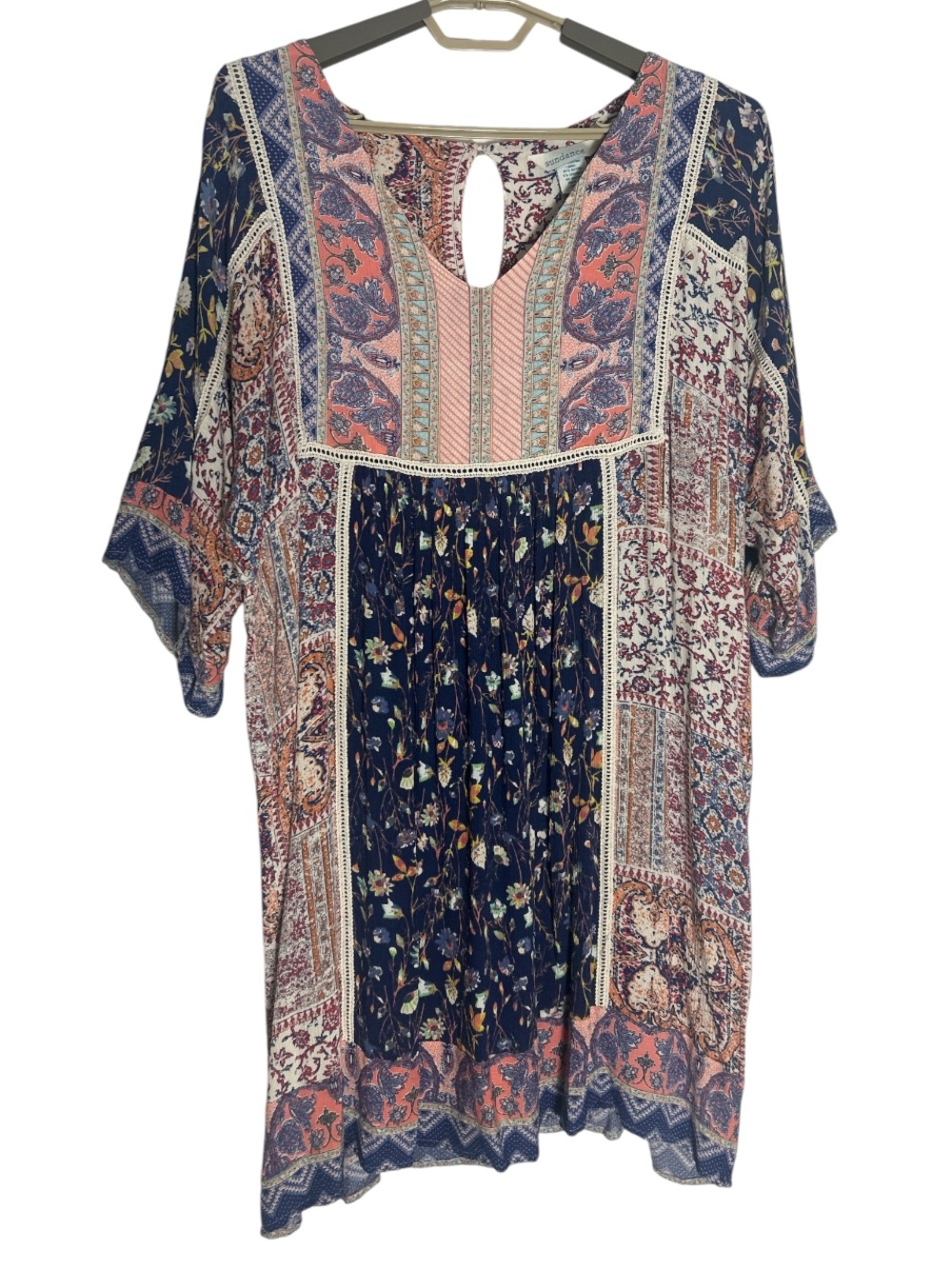 Sundance My Favorite Dress Boho Patchwork Dress Size L